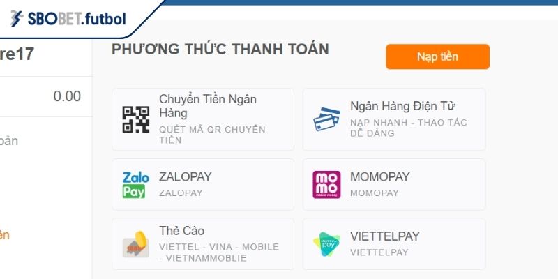 Các phương thức nạp rút tiền SBOBET được ưa chuộng nhất  

